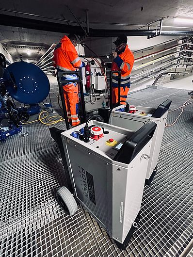 Wartungsarbeiten Grubristtunnel ecoPowerTrolley