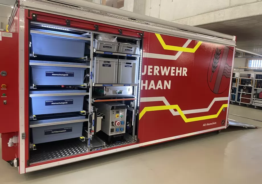 ecopowertrolley im Abrollbehälterfahrzeug der Feuerwehr Schaan
