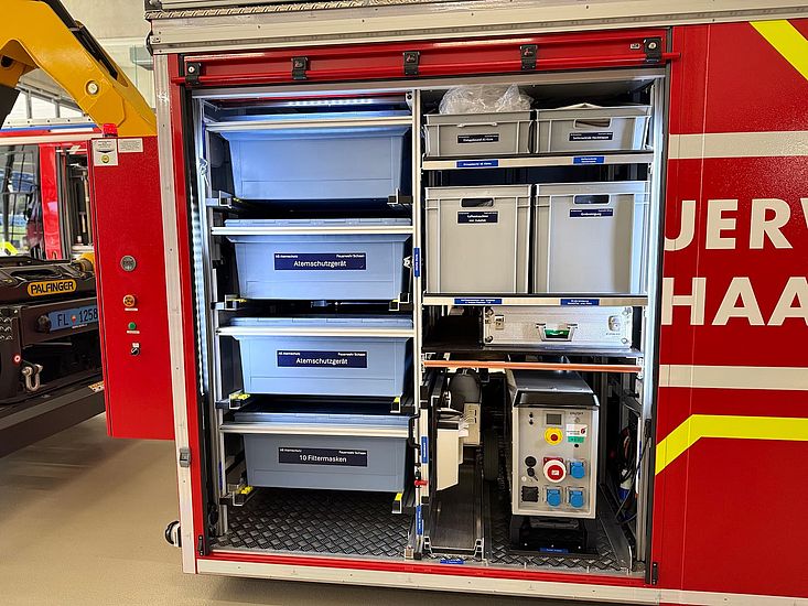 ecoPowerTrolley im Abrollbehälterfahrzeug der Feuerwehr Schaan